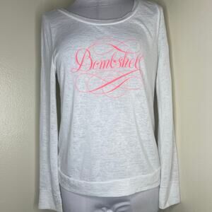Victoria's Secret Tee Small Burnout Long Sleeve Bombshell Graphic White Relaxed